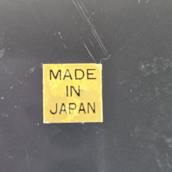 Set of 4 Black Coasters in Matching Round Box Asian Fan Design Lacquerware Vtg - Picture 6 of 10